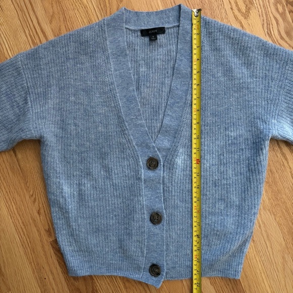 J.Crew Ribbed V-neck Wool Alpaca Cardigan Sweater Light Blue Size Small - Picture 10 of 11